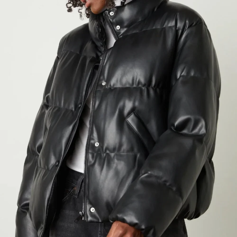 Velvet by Graham & Spencer Ally Faux Vegan Leather Puffer Jacket Sz M NWT $347 - Picture 2 of 8